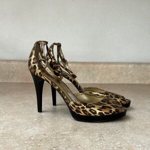 Nine West Leopard Print High Heel Sandals